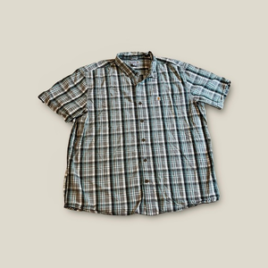 Carhartt Shirt Men's Sz 2XL Blue Grey Plaid Relaxed Fit Button-Up Short Sleeve‎